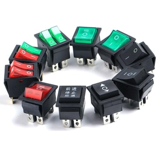 New KCD4 6Pins ON OFF ON Rocker Switch 20A 4Pins On off Electric Power push button Switch with Light Green Red 15A 31*25mm