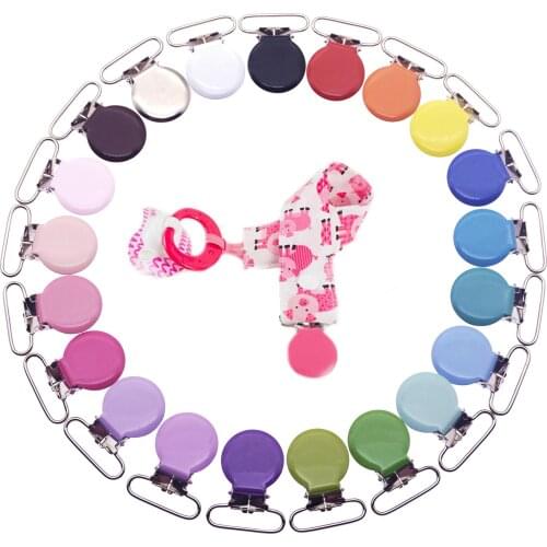 Wholesale 30 Pcs Baby Pacifier Clips Round Metal Holders Attache Sucette Baby Soother Clasps Safety Funny Accessories 25mm