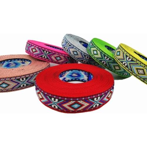 New 5/8" 15-18mm 5 Yards Geometry Woven Jacquard Ribbon DIY Pet Collar Decorated With Garment Accessories