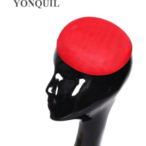 15CM Red Imitation Sinamay Fascinators Base DIY Hair Accessories Cocktail Headwear Bridal Wedding Millinery Hats Multiple Colors