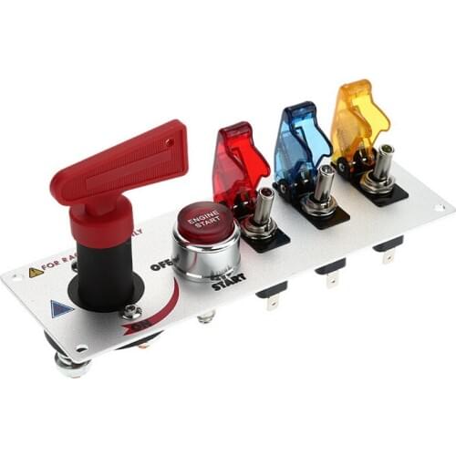 Jtron car switch panel DC12V Flip-up Start Ignition Switch combination switch cut off switch+start button+3 Toggle switch