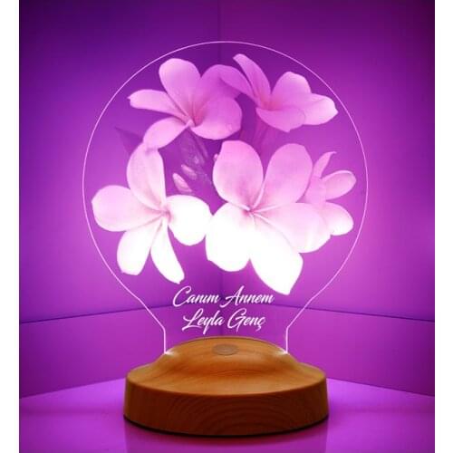 Plumeria Flower Led Lamp With Personalized Name Colorful Special Gift Birthday Darling Home Light Lamp Valentine Mother Teacher