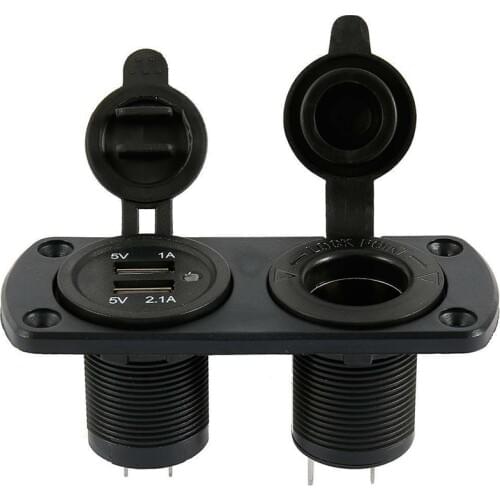 12V Dual USB Car Cigarette Lighter Socket Splitter 12V Charger Power Adapter Outlet Accessories+4pcs Connector Terminal+Screws