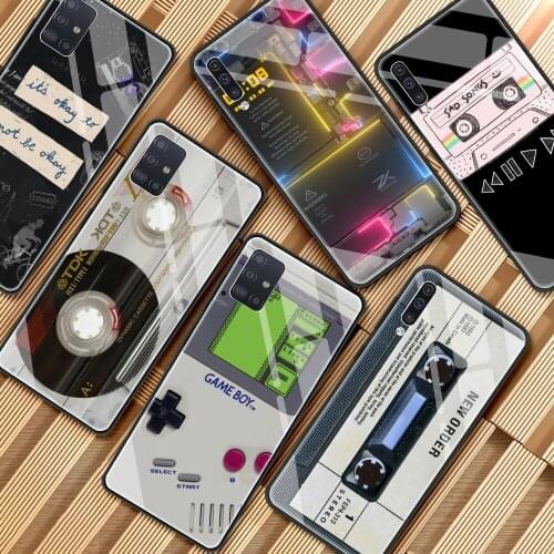 Retro Vintage Camera Glass Case For Samsung Galaxy A51 A71 A50 A31 A70 A72 A52 5G A21s M31 M51 Bumper Phone Shell Cover Funda