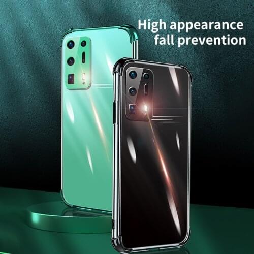 Luxury Carmera Lens Protection Bumper Soft TPU Transparent Electroplated Mobile Phone Case For Huawei P40 30 Pro Cover Funda Bag