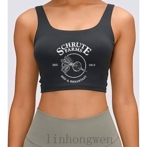 Schrute Farms Women Tank Top Funny Spring Novelty O-Neck Interesting Cotton Print Normal Crop Top