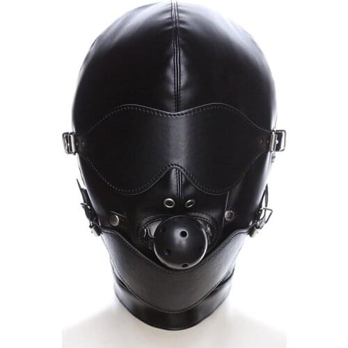 Removable Leather Bondage folding head Mask Erotic Costumes Accessory Sexy Fetish Hood for Ladies