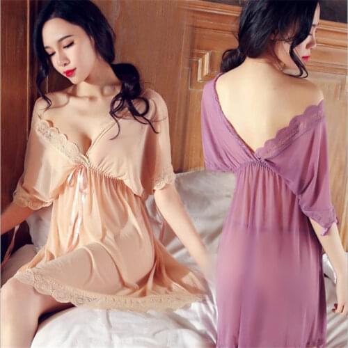 Womens Sleepwear Short Sleeve Sleepshirt Cute Nightdress Nightgown Strap Sleepwear solid sleepshirts Nightdress vestido Clothes