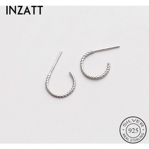 INZATT Minimalist Twist Line Geometric Stud Earrings 2018 For Women Rose gold Color 925 Sterling Silver Fashion Jewelry Gift