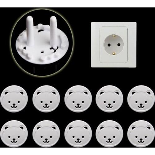 10pcs Bear EU Power Socket Electrical Outlet Baby Kids Child Safety Guard Protection Anti Electric Shock Plugs Protector Cover