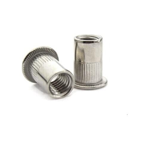 100PCS M3 Stainless steel pull rivet nut/flat column grain pull rivet nut/knurled head rivet nuts