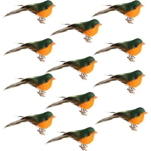12PCS Robin Bird Christmas Tree Decoration Craft Artificial Feather Christmas Tree Ornaments Garden Decoration