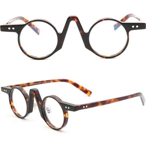 2021 Women Round Vintage Eyeglass Frames Men Tortoise Glasses Frames Full Rim Acetate Light Small Circle Prescription Eyewear