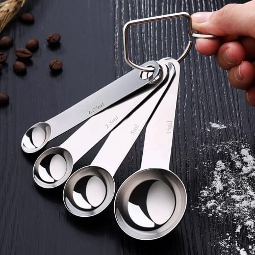 4Pcs/Set Stainless Steel Measuring Spoons Cups Measuring Set Tools For Baking Coffee 4 sizes Spoons Set
