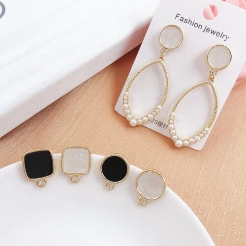 40pcs/lot DIY Temperament Fashion Geometric Square Round Plate Earrings Accessories Material DIY Jewelry Accessories