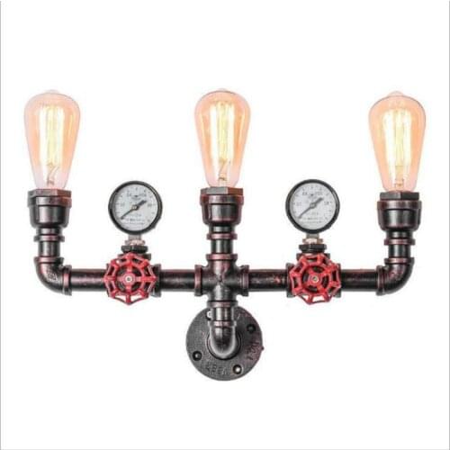 American Retro Iron Water Pipe Wall Lamps Living Room Decoration Porch Wall Lighting Bedroom Beside Lamp Bar Led Light Room Lamp