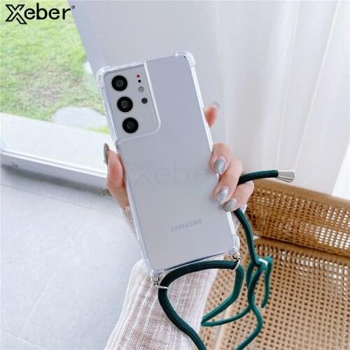 Carry Hang Necklace Lanyard Phone Case For Samsung Galaxy A52 A72 A32 A42 A22 A12 A82 Note 20 Ultra 9 8 10 Pro Soft Clear Cover