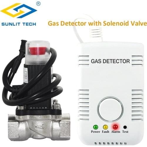 Natural Gas Leak Detector Combustible LPG Home Gas Leak Alarm Sensor System with Gas Shut Off Valve DN15 for House Security
