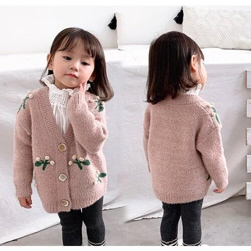 Kids Sweater Cardigan Girls Children Sweaters Knitted Coat Winter Warm Outerwear Long Seeve Autumn Clothing for 1-7 Years