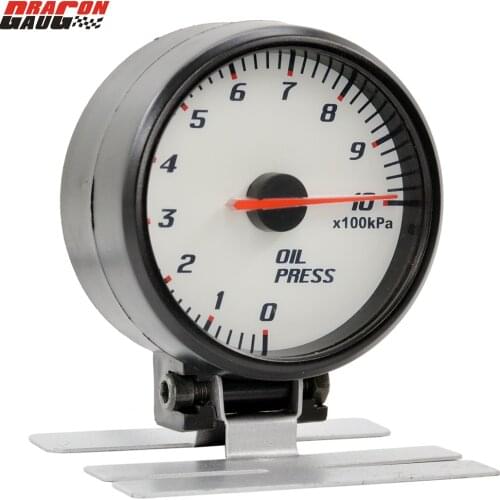 Dragon gauge 60mm Stepper motor Red Pointer White Face Blue backlight Car Oil Pressure gauge Meter With Sensor Pods 0-1000 KPA