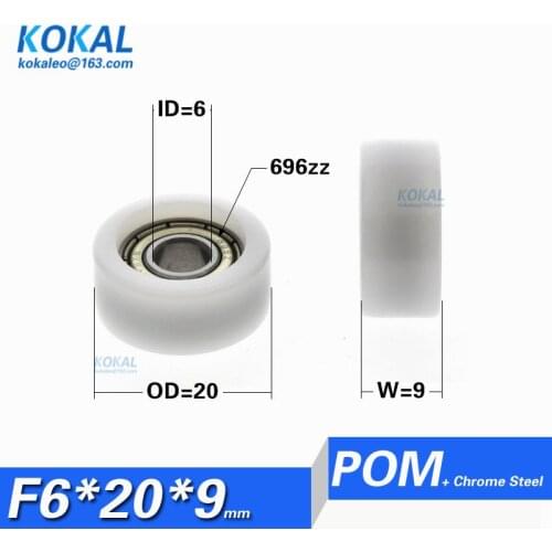 [F0620-9]10PCS/lot 696zz 696 inner diameter 6mm flat type DIY micro ball bearing plastic wheel 20mm 6X20X9mm 0620KK