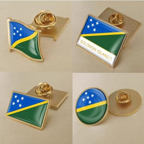 Coat of Arms of Solomon Islands Map Flag National Emblem Brooch Badges Lapel Pins