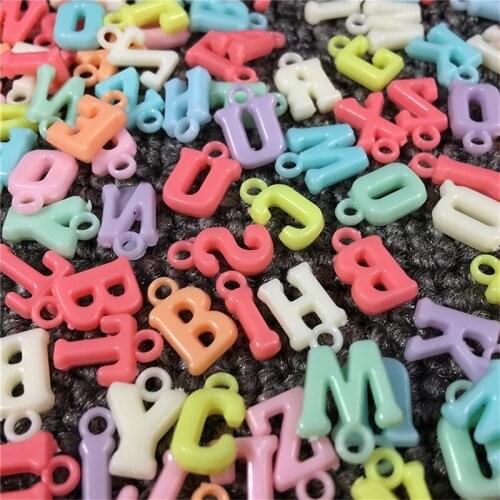 Julie Wang 200PCS Resin Letters Charms Random Mixed English Alphabet Beads Pendants Bracelet Jewelry Making Accessory