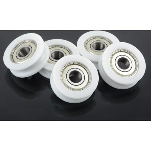 10pcs U groove sliding door wheel 8x30x10mm POM caoted with 608zz bearing Pulley Wheels Roller for 3mm rope w/ Bearing