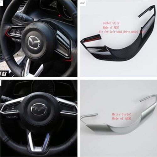 Lapetus Accessories Fit For Mazda CX-9 CX9 2017 - 2020 ABS Steering Wheel Frame Molding Cover Trim Matte Carbon Fiber Look Kit