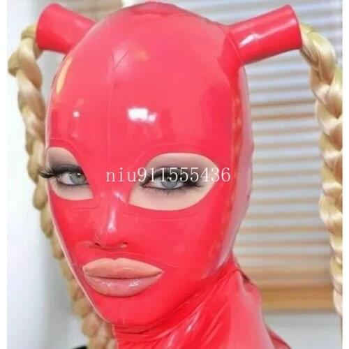 New hot sexy exotic women woman girl Latex Mask Twist braids female pigtail hoods Fetish cekc uniform headgear zentai
