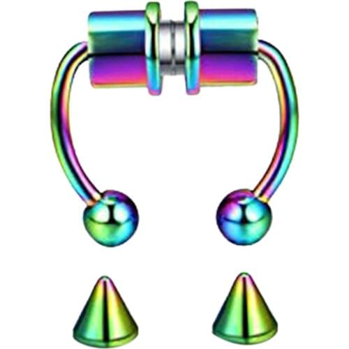 Stainless Magnetic False Nose Ring Horseshoes Non Piercing Jewelry Reusable