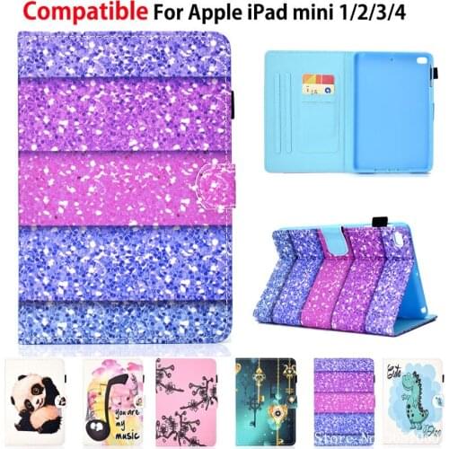 Cute Cartoon Case For Apple iPad Mini 1 2 3 4 7.9 inch Smart Cover Funda Tablet Silicone PU Leather Stand Capa Skin Shell Coque
