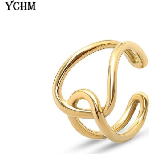 Minimalist Knot Ring For Women Stainless Steel Ring Gold Plated Open Finger Ring Woman Jewelry YCHM