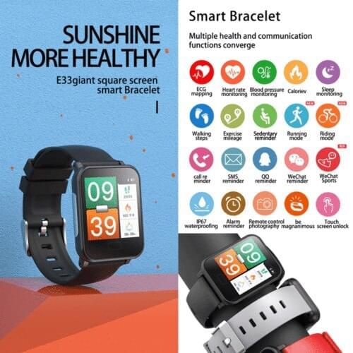 E33 Men Sport Smart Band Watch Heart Rate Blood Pressure Fitness Tracker Bluetooth Waterproof Smartwatch Bracelet Women New