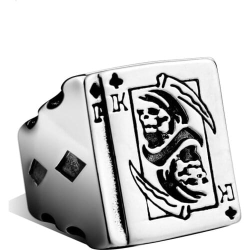 Mens Ring Vintage Personality Poker Scythe Death Rings For Men Punk Jewelry Silver Color Stainless steel