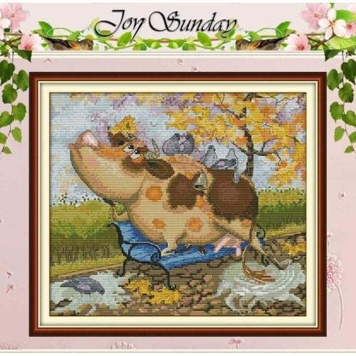 Cow And Birds Animals Patterns Counted 11CT 14CT Cross Stitch Set DIY Chinese Cross-stitch Kit Embroidery Needlework Home Decor