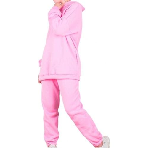 2021 New Solid Color Top Pants Suit Long Sleeve Fashion Soft Autumn Suit Thick Hooded Lady Suit Easy to Wash for Daily Wear