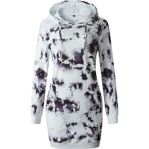 New Autumn Sweatshirt Dress Long Sleeve Woman Clothing Tie Dye Mini Hoodies Dress Woman Dresses Vestidos