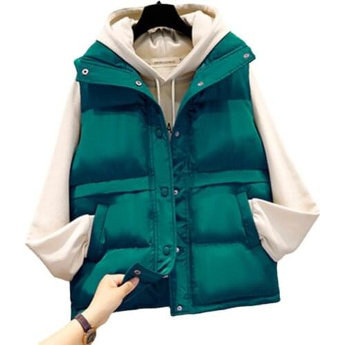 New Arrival Autumn Winter Cotton Jacket Women Vest Short Design Korean Style Coat Chaleco Mujer White Green Waistcoat