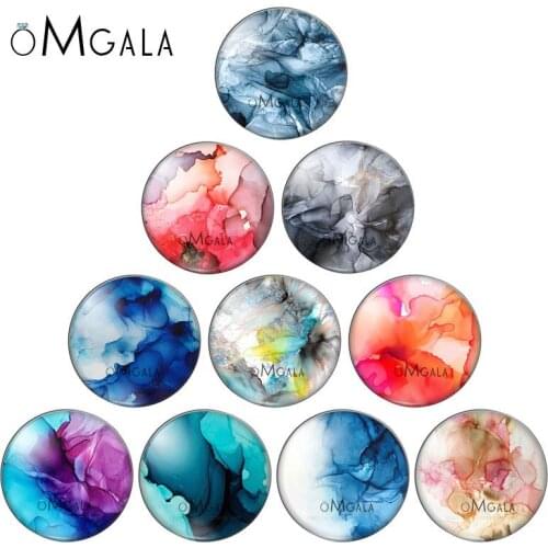 Colorful Watercolor texture patterns 8mm/10mm/12mm/18mm/20mm/25mm Round photo glass cabochon demo flat back Making findings