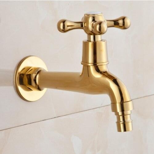 Garden Use Gold Finish Bibcock Faucet Tap/ Bathroom Wall Mount Washing Machine Water Faucet Taps bath mixer tap toilet pool use