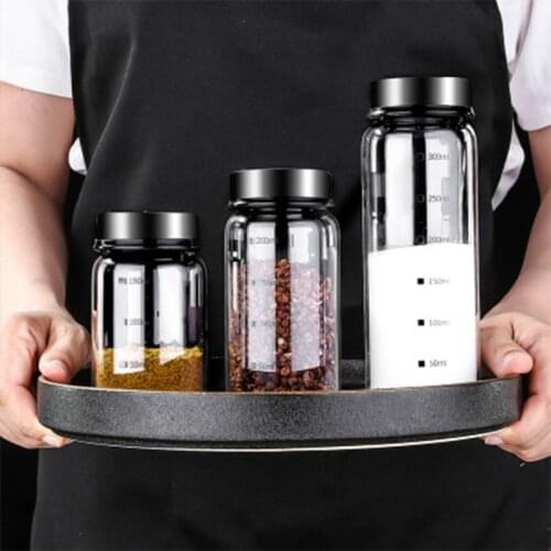 Glass Spice Jar Bottle for Seasoning Condiment Salt Pepper Storage with Lid Airtight Kitchen Supplies