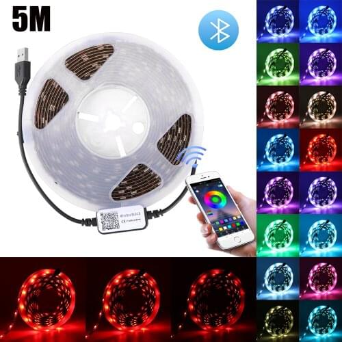 LED Strip Light RGB 5050 SMD 2835 Flexible Ribbon Luces Led Light Strip RGB 5M Tape Diode DC 12V Remote Control Adapter