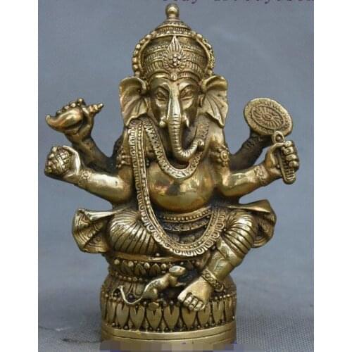 TIBETAN BUDDHISM BRASS GANESHA GANAPATI GANESH LORD GOD ELEPHANT BUDDHA STATUE