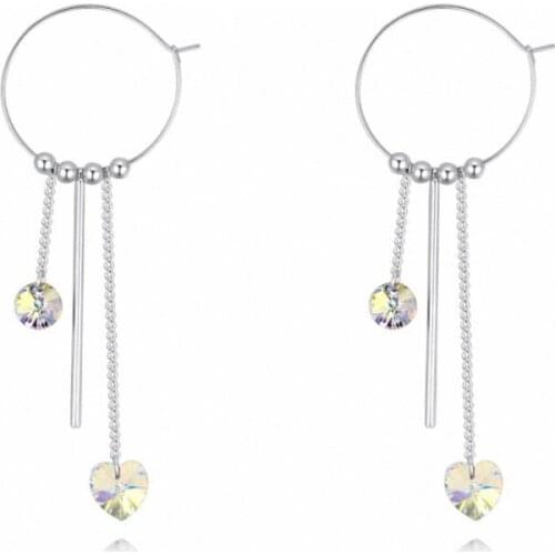 TRACYSWING Element Brand Real Austrian Crystals Fashion Heart trendy Dangle Earrings For Women Gift Th-131530