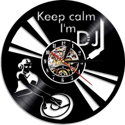 I'm DJ Vinyl Record Wall Clock Vintage CD Clock Great Gift Creative Modern Home Decor Silent Hanging LED Wall Clock