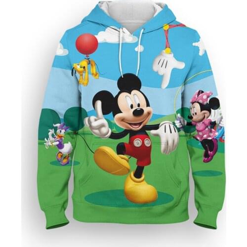 Mickey Mouse Cartoon Anime Clothes For Boy Girl Kids Disney 3D Print Women Hoodies Streetwear Oversized Men Sweatshirts