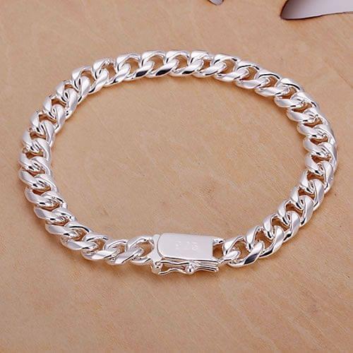 H227 Silver Plated Bracelets For Women&men Silver 925 Fashion Jewelry 8mm Square Lock Charm Christmas Gifts Bracelet