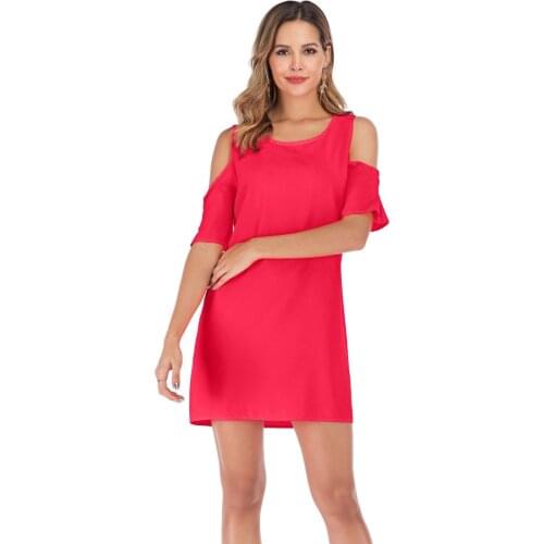 Sexy Fashion Hole Sleeve Women Dress O-Neck Short Sleeve Solid Ladies Dresses Casual Elegant Party Club Mini Dress Plus Size