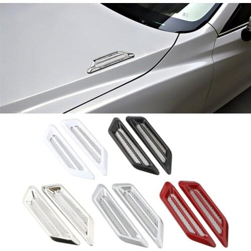 1 Pair Side Mesh Cover Universal Shark Gills Auto Sticker Hood Bonnet Car False Air Outlet Decoration Stickers